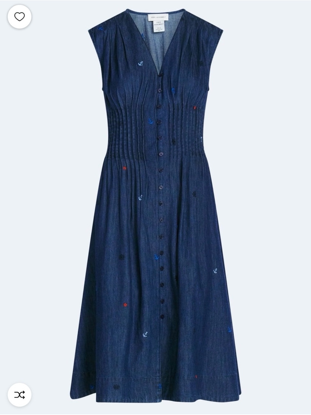 Sleeveless V-Neck Navy Midi Dress with Pintuck Detail - Picture 4 of 4